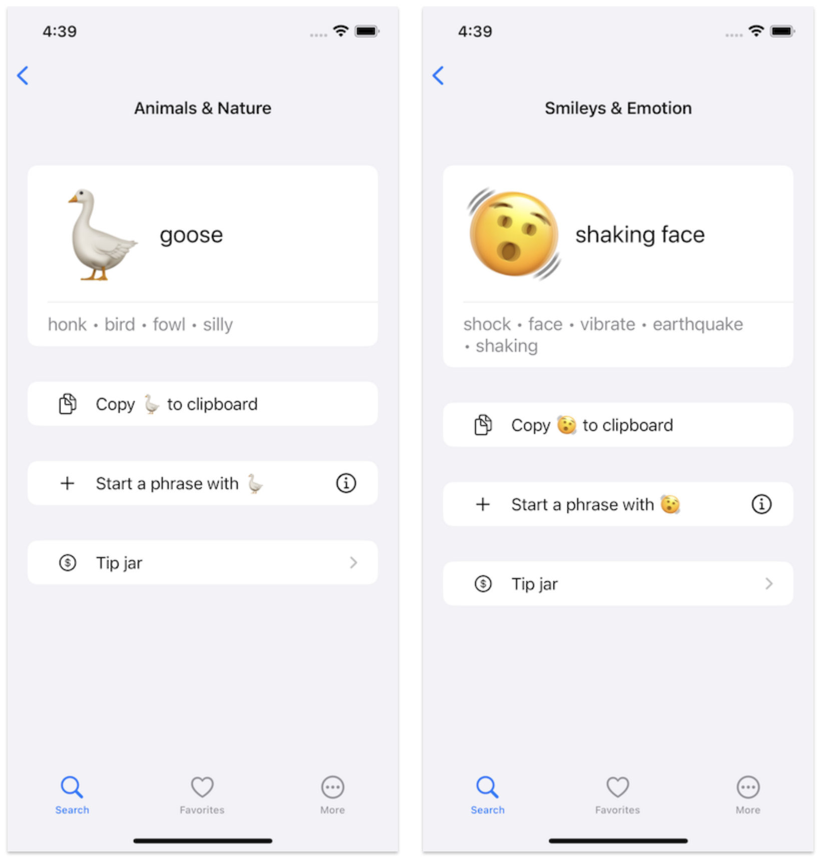 Screenshot of SearchMoji showing new emojis